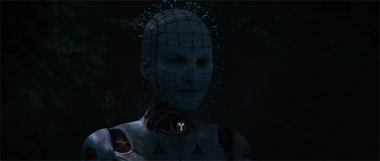 Gif of Jamie Clayton as Pinhead aka the Priest from the film Hellraiser (2022).